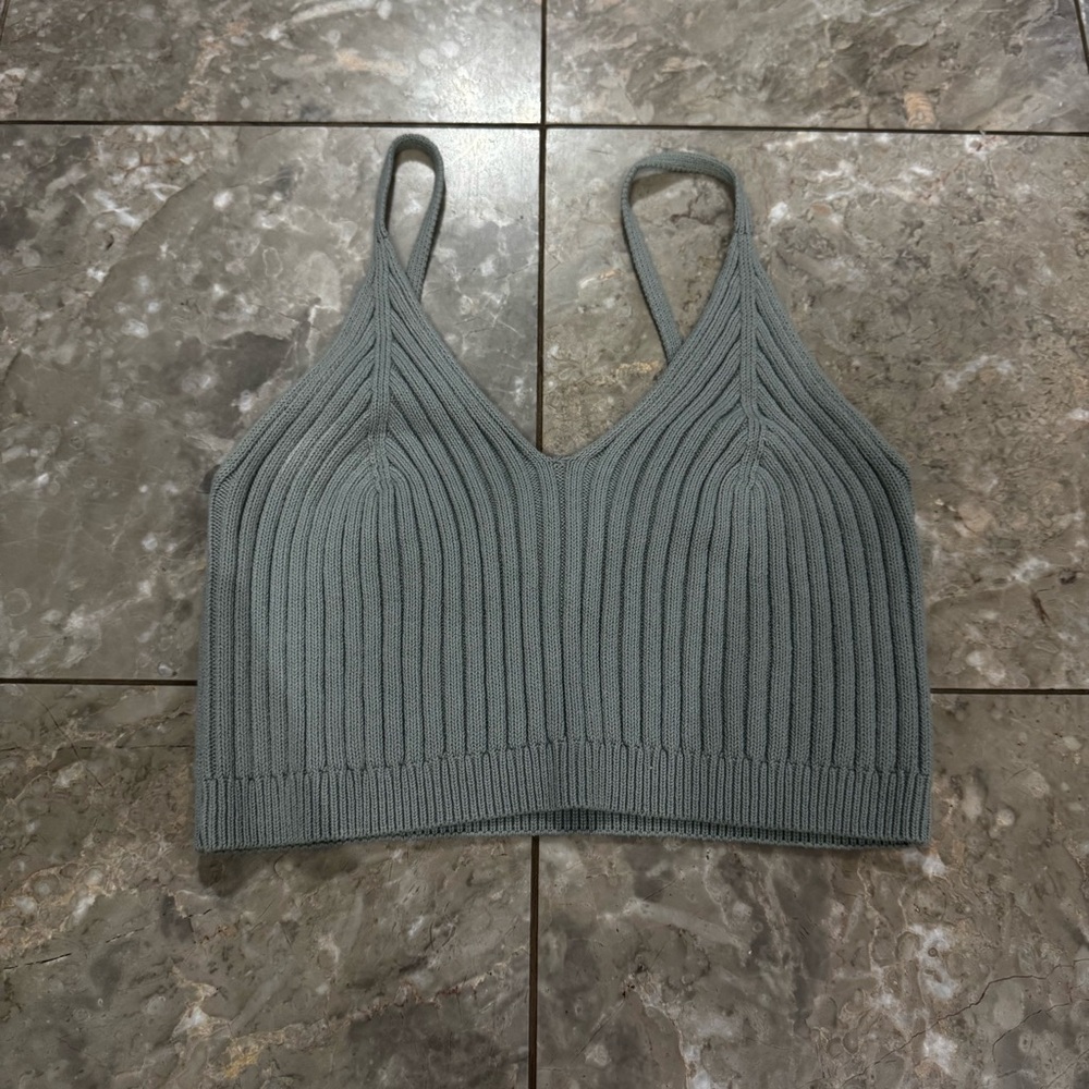 🌟 Free People Intimately Ribbed Knit Crop Top in Sage Green
